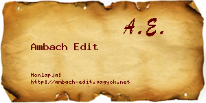 Ambach Edit névjegykártya